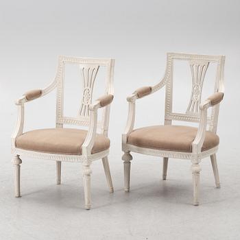 Johannes Andersson, a pair of late Gustavian armchairs, Lindome, circa 1800.