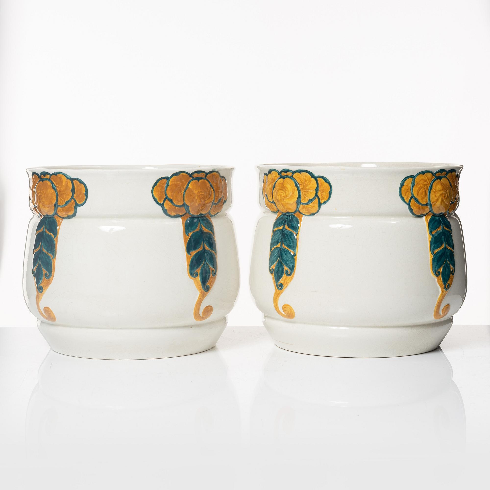 Alf Wallander, ytterfoder, ett par, flintgods, jugend, Rörstrand, 1900-talets början.