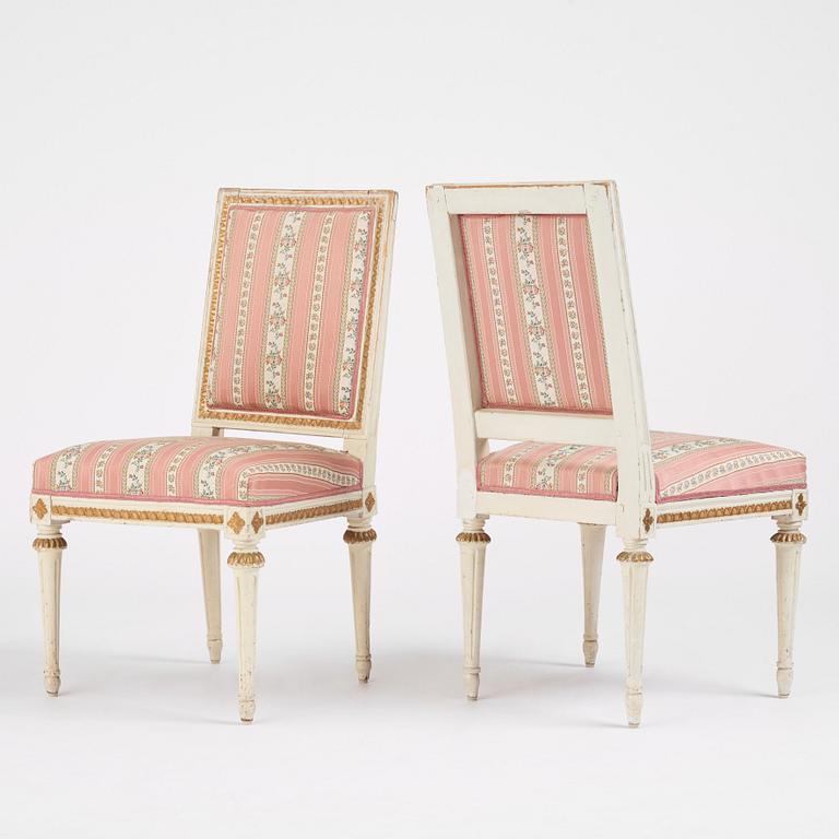A set of four Gustavian chairs by E. Öhrmark (master in Stockholm 1777-1813).