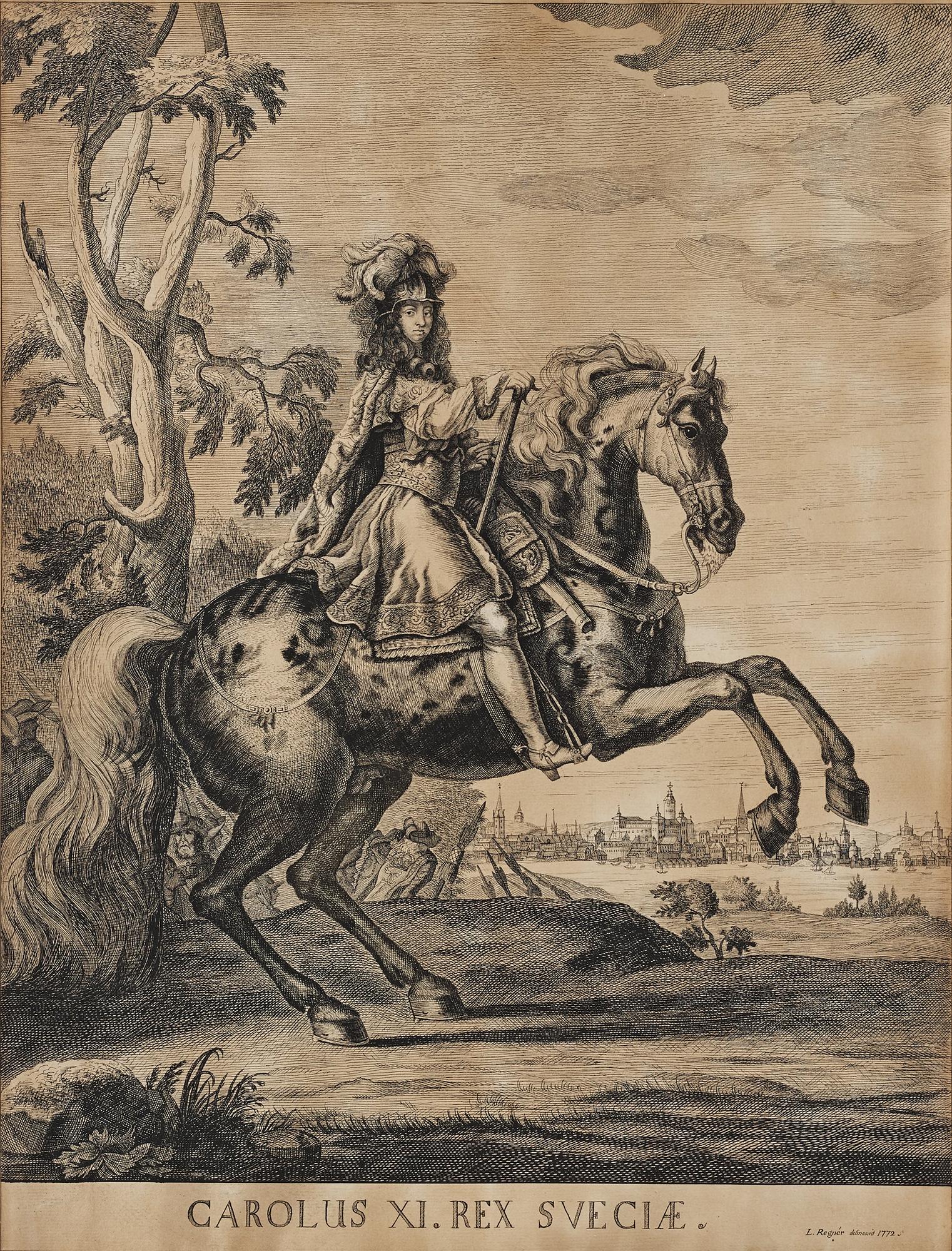 Lars Regnér, Equestrian portrait depicting king Gustaf II Adolf, king Carl X Gustav, king Carl XI and king Carl XII.