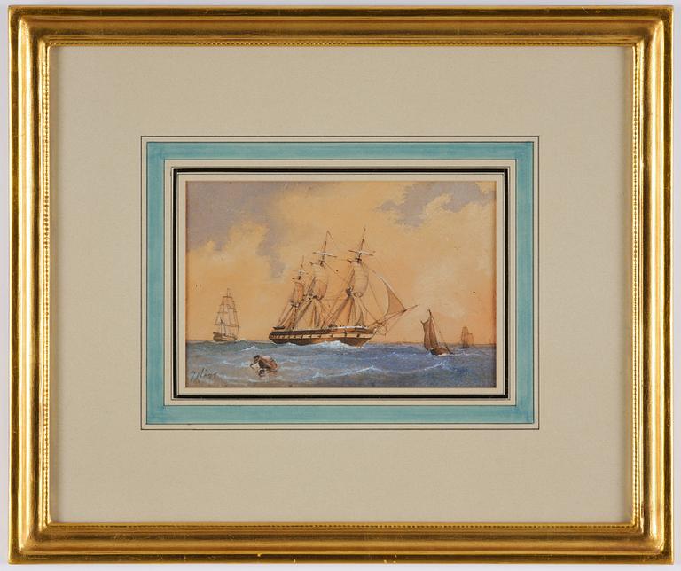 Jacob Hägg, The frigate "Vanadis" on a beam reach.