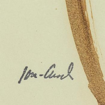 JOHN JON-AND, sepia drawing, signed with stamp.