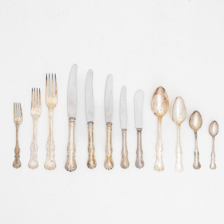 A 49-piece silver cutlery service, model 'Olga', GAB and CG Hallberg, Stockholm and Eskilstuna, 1959-76.