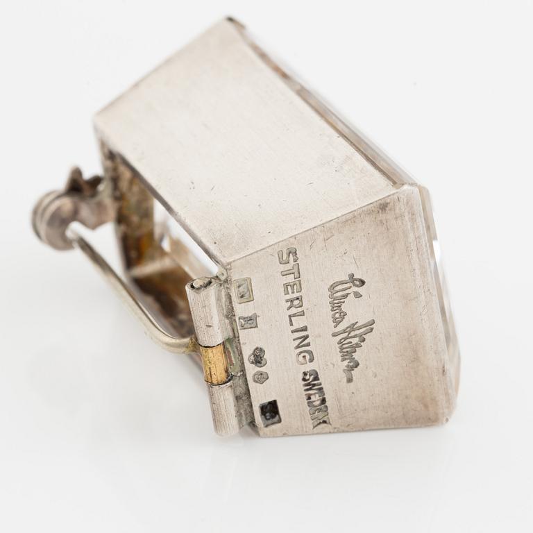 Wiwen Nilsson, brosch, sterlingsilver med fasettslipad bergkristall, Lund 1944.