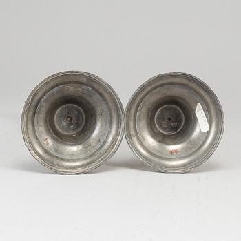 P Lindborg, ljusstakar, ett par, tenn, Kristianstad 1845.