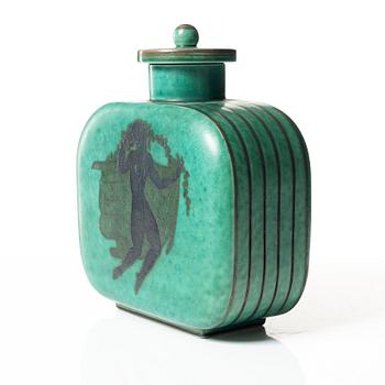 Wilhelm Kåge, an 'Argenta' lidded vase and a plate, Gustavsberg.