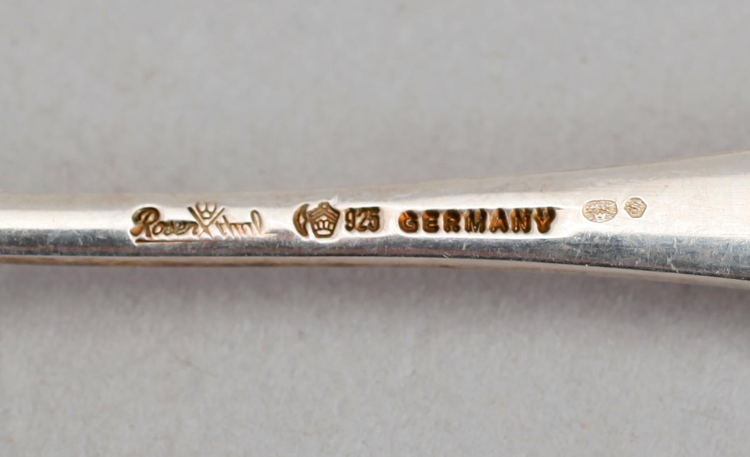 KAFFESKEDAR, 12 st, silver, Rosenthal, Tyskland. Vikt ca 162 gram.