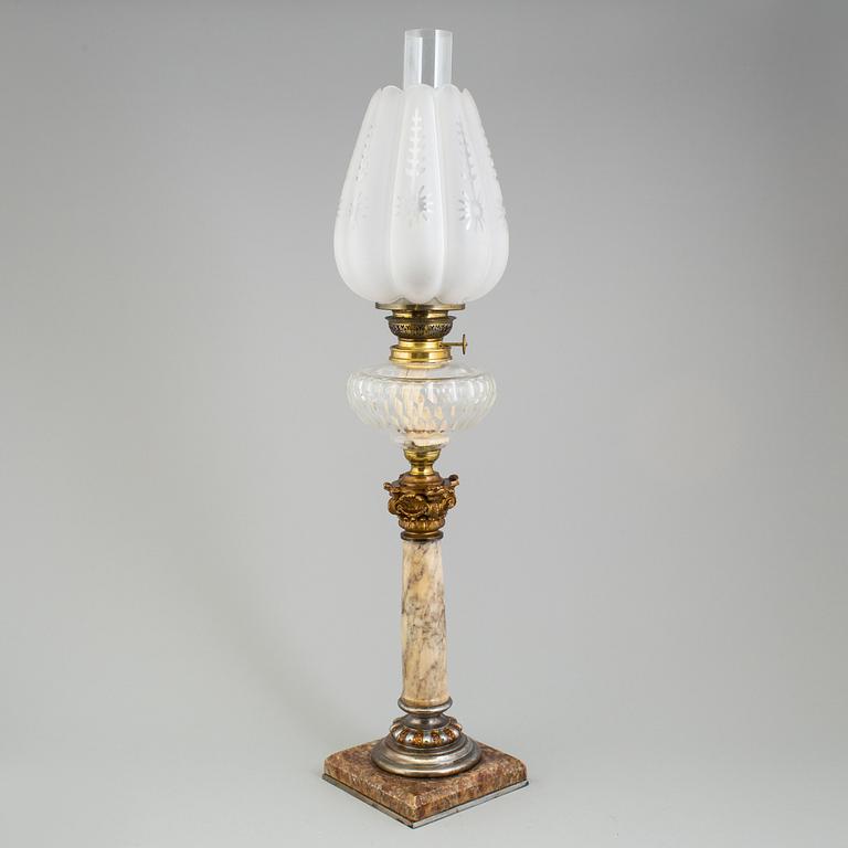 A paraffin lamp, circa 1900.