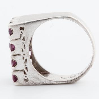 RING, silver m 8 rubiner.