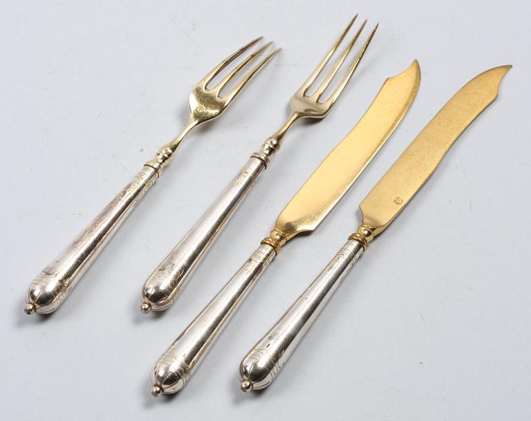 BESTICKUPPSÄTTNING, 23 delar, nysilver, Berndorf, Tyskland sekelskiftet 1900.