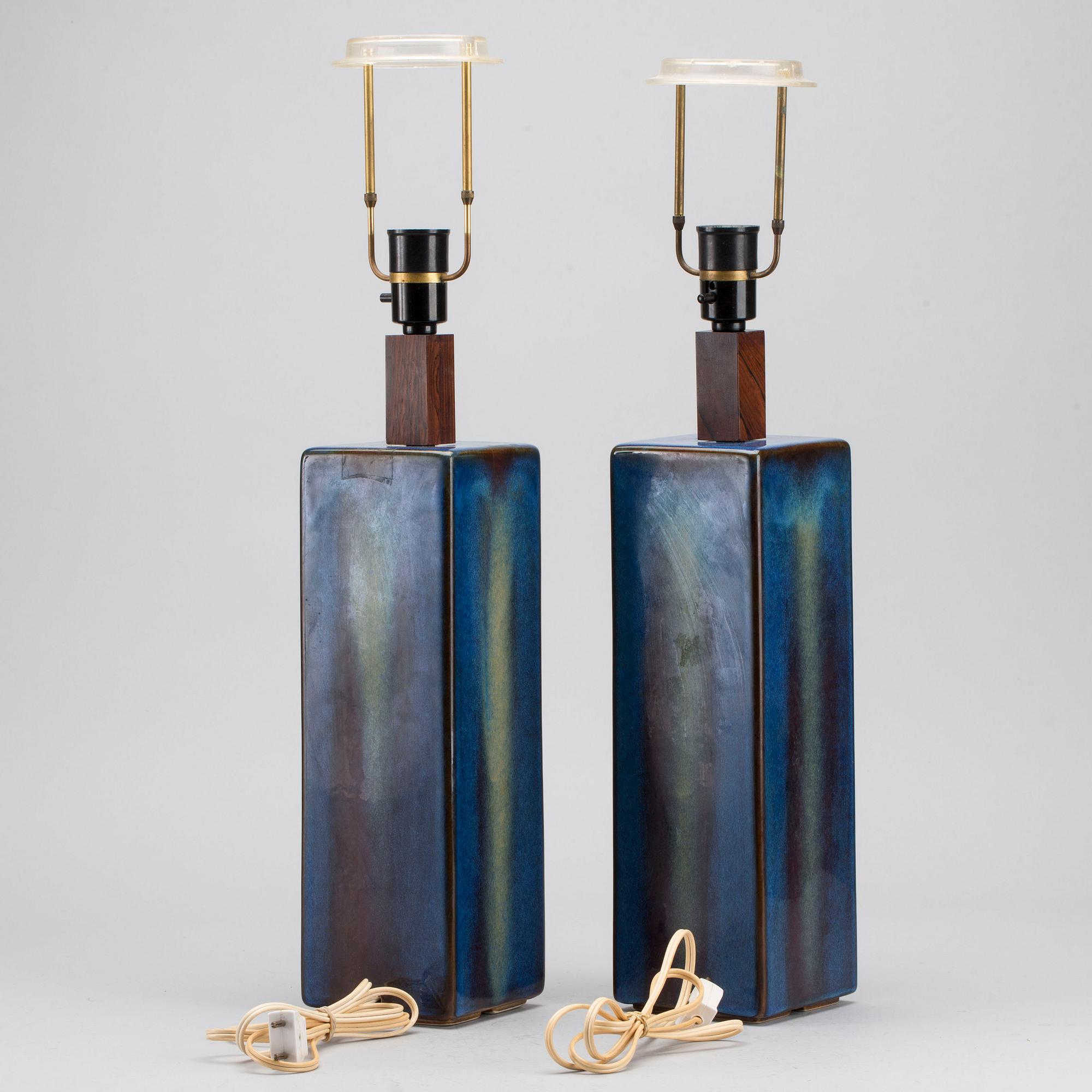 A pair of Danish Söholm table lamps, alter part of the 20th century.