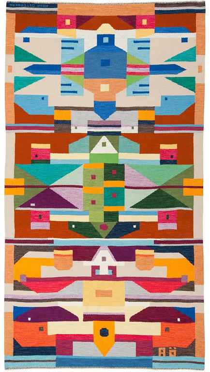 CARPET. "Matta nr 365". Flat weave. 337 x 182 cm. Woven signature AÖ as well as AGDA ÖSTERBERG embroidered.