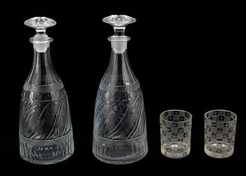 KARAFFER OCH GLAS, 2+2 st, 1800-talets första hälft.