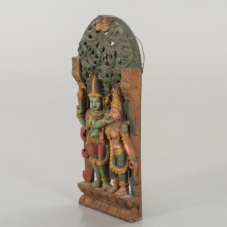 VÄGGDEKOR, skuret trä, Indien, 1900-talets början.