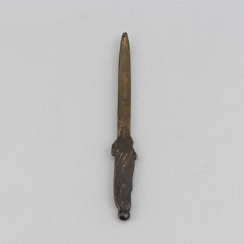 Seal stamp and a letter knife. Bronze 27 cm, 9.5 cm and 8.5 cm.