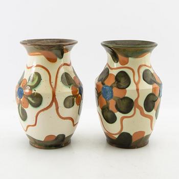 Andersson & Johansson vases 5 pcs Höganäs first half/mid 20th century glazed stoneware.