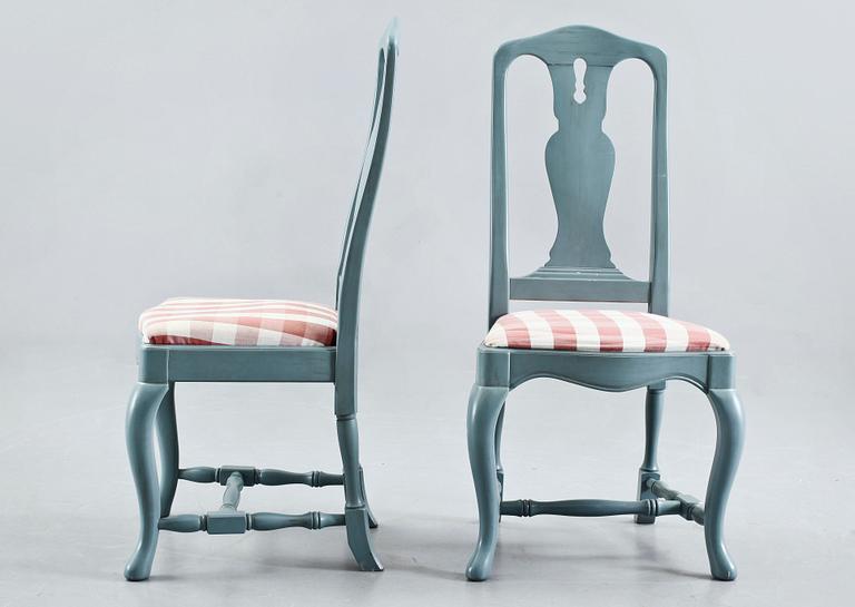 MATSALSGRUPP, 7 delar,  Rokokostil, K A Roos möbler och Inredningar AB, Kulla Gunnarstorp.  Sekelskifte 1900/2000.