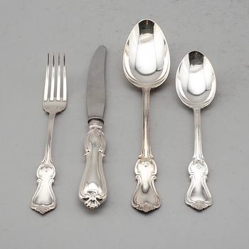 BESTICKSERVIS, 39 delar, silver, "Olga", GAB, Stockholm, 1960-tal. Total vikt ca 2166 g.