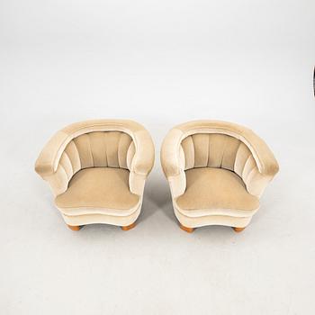 Armchairs, a pair of Swedish Modern 1940s.