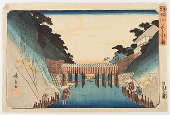 Utagawa Hiroshige II, after, seven woodblock prints.