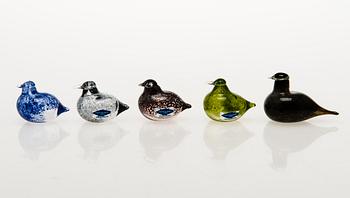 OIVA TOIKKA, a set of seven glass birds signed O. Toikka Nuutajärvi.