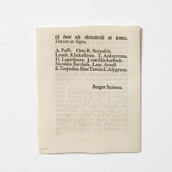 A Swedish share certificate, Ahlingsåhs Manufaktur Werk, No 175, 1728.