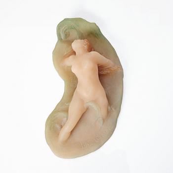 Joseph Cheret, Almaric Walter, figur, vilande kvinna, pâte de verre, Nancy Frankrike.