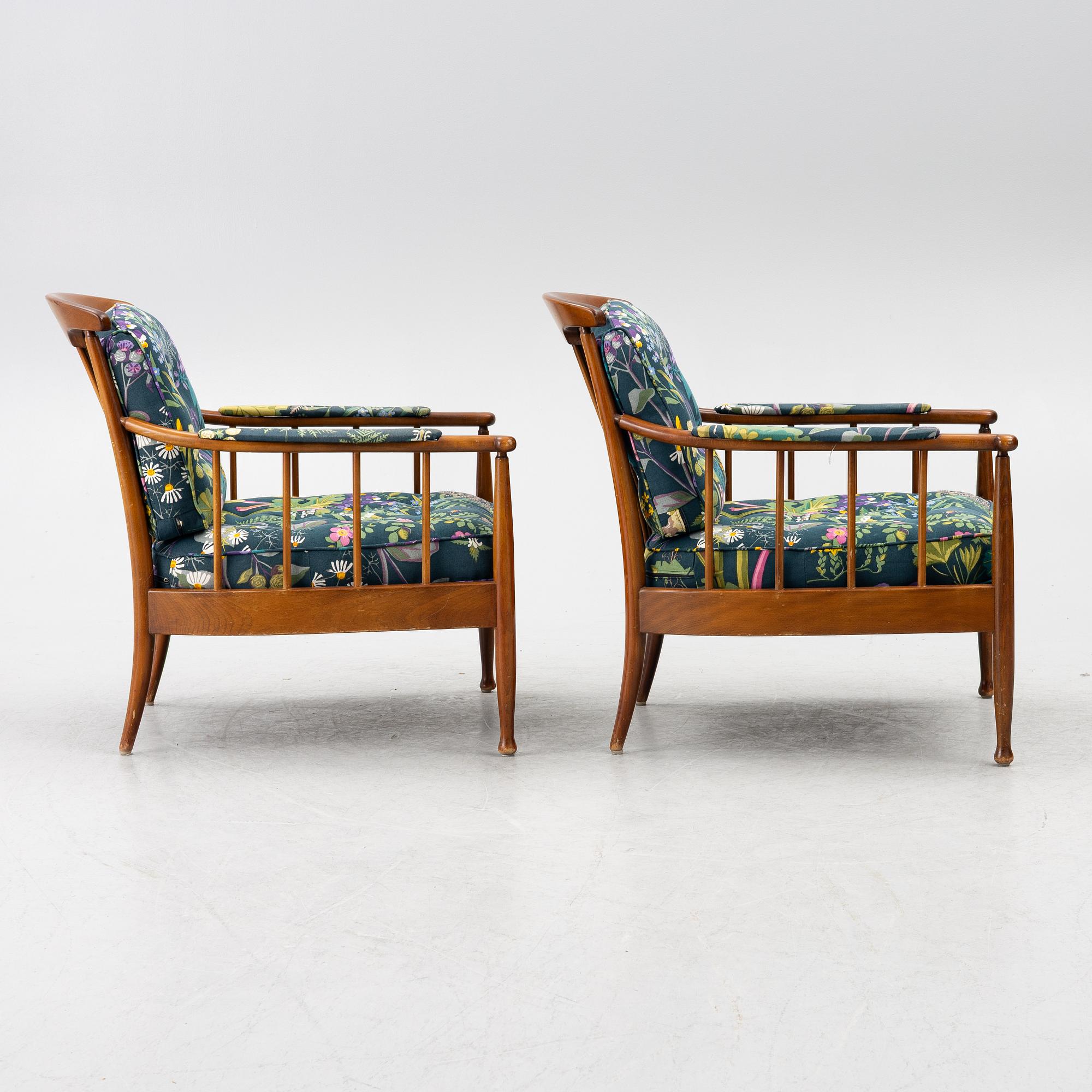 Kerstin Hörlin-Holmquist, armchairs a pair, "Skrindan", OPE-Möbler, second half of the 20th century.