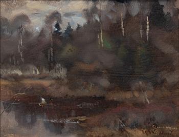 Lindorm Liljefors, Autumn landscape with mallard.