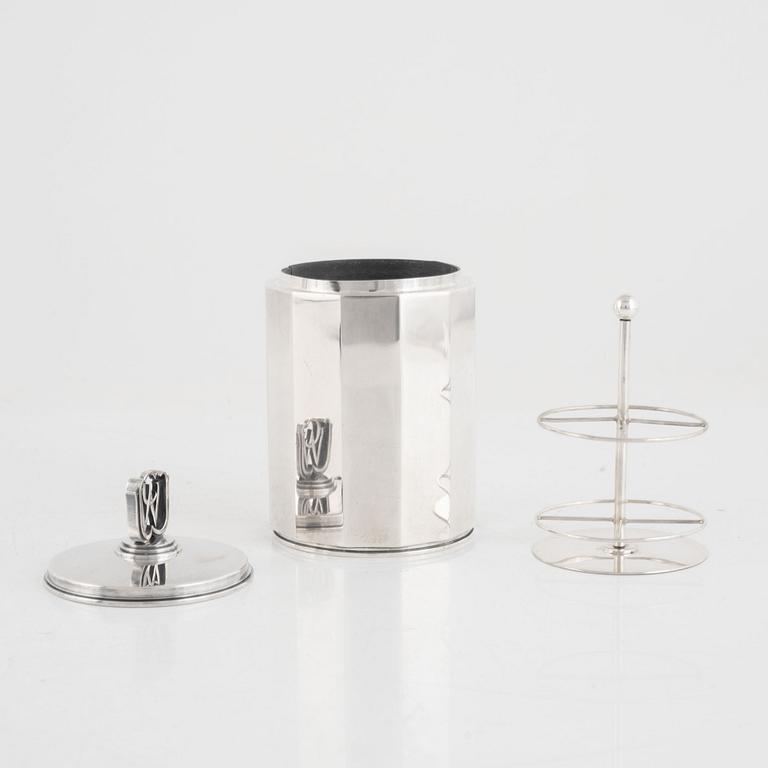 A Sterling Silver Cigarette Jar, mark of Atelier Borgila, Stockholm 1949.