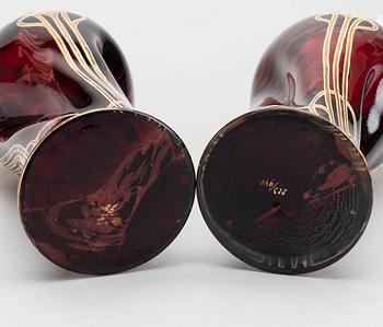 A pair of glas vases, 20th century,