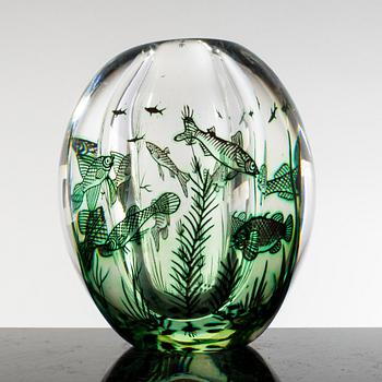 A Fishgraal vase by Edward Hald for Orrefors 1955.