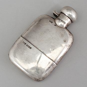 A English silver hip flask from Walker & Hall, Sheffield, England, early 20th century.