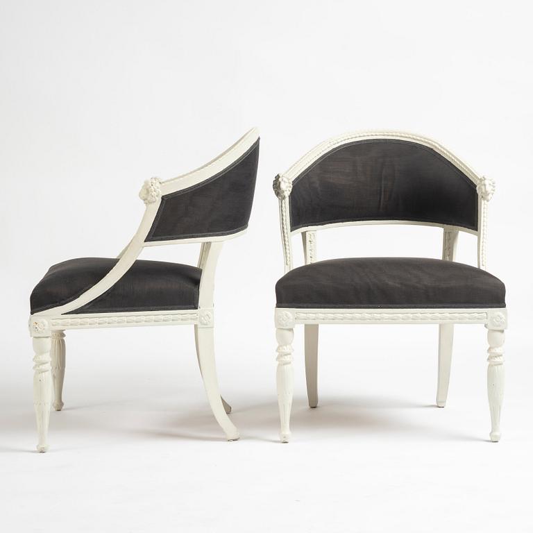 A matched pair of late Gustavian armchairs.