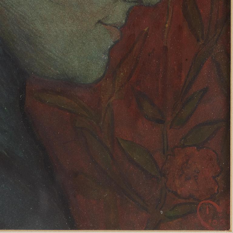 Ivar Arosenius, The actress Ester Sahlin (1881-1959) in profile.