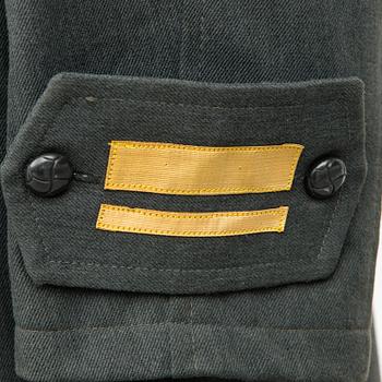 Five Finnish uniform overcoats, second half of 20th Century.