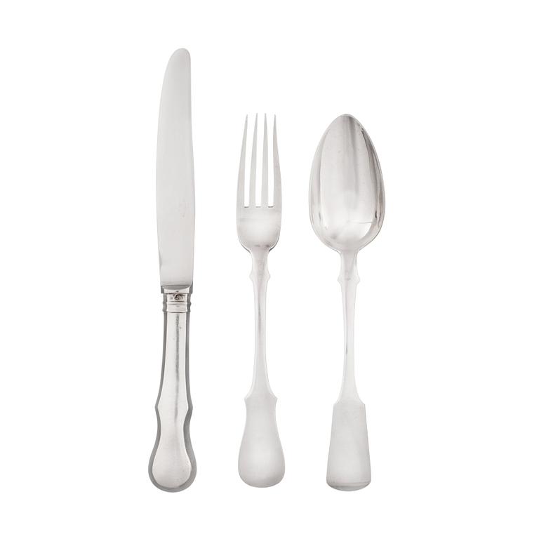 A SET OF RUSSIAN CUTLERY, 12+12+11.