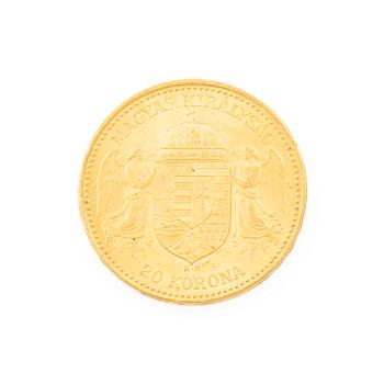 Gold coin, Hungary, 20 Korona, 1892.