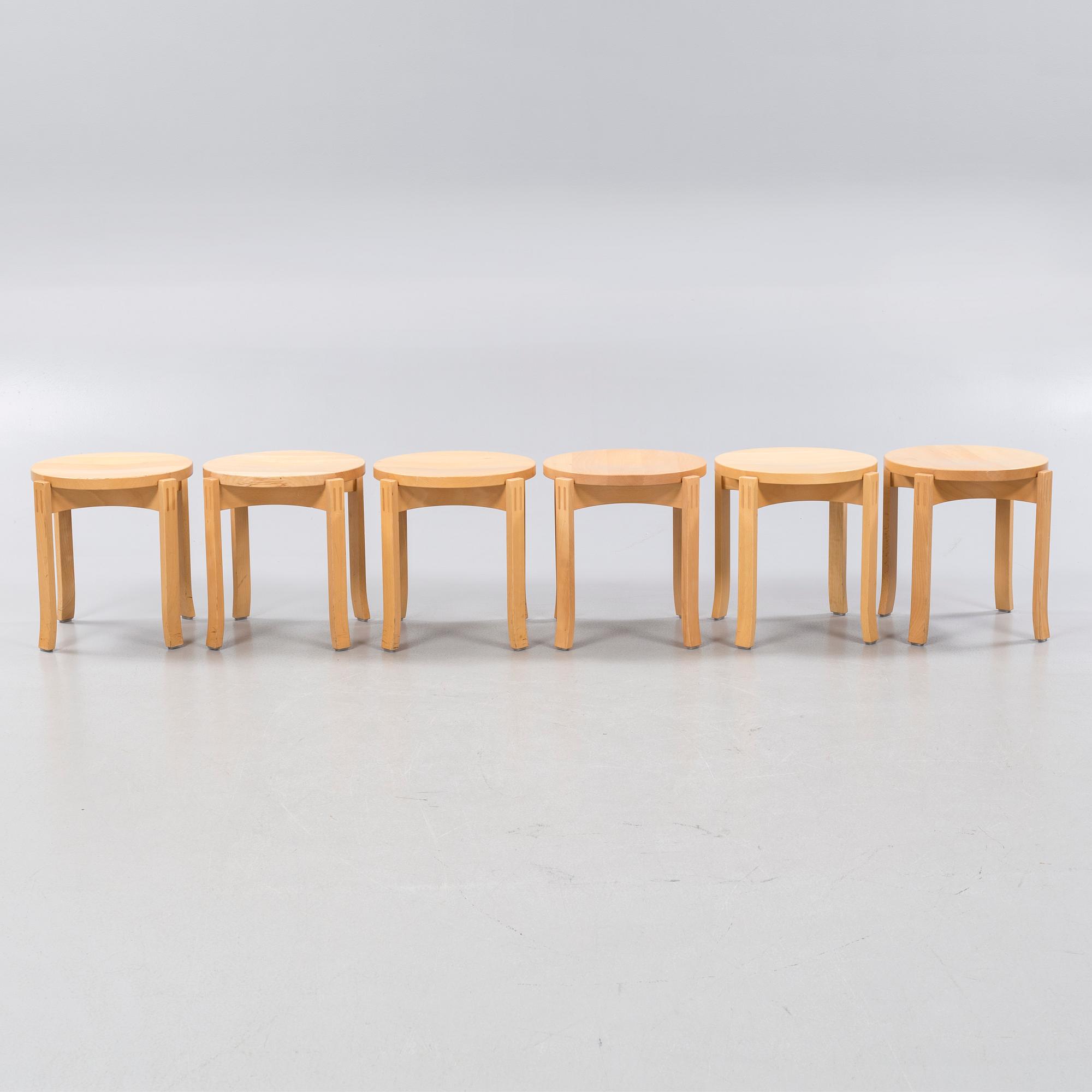 Six "model 127" stools, designed by Åke Axelsson for Gärsnäs, dated 1984.