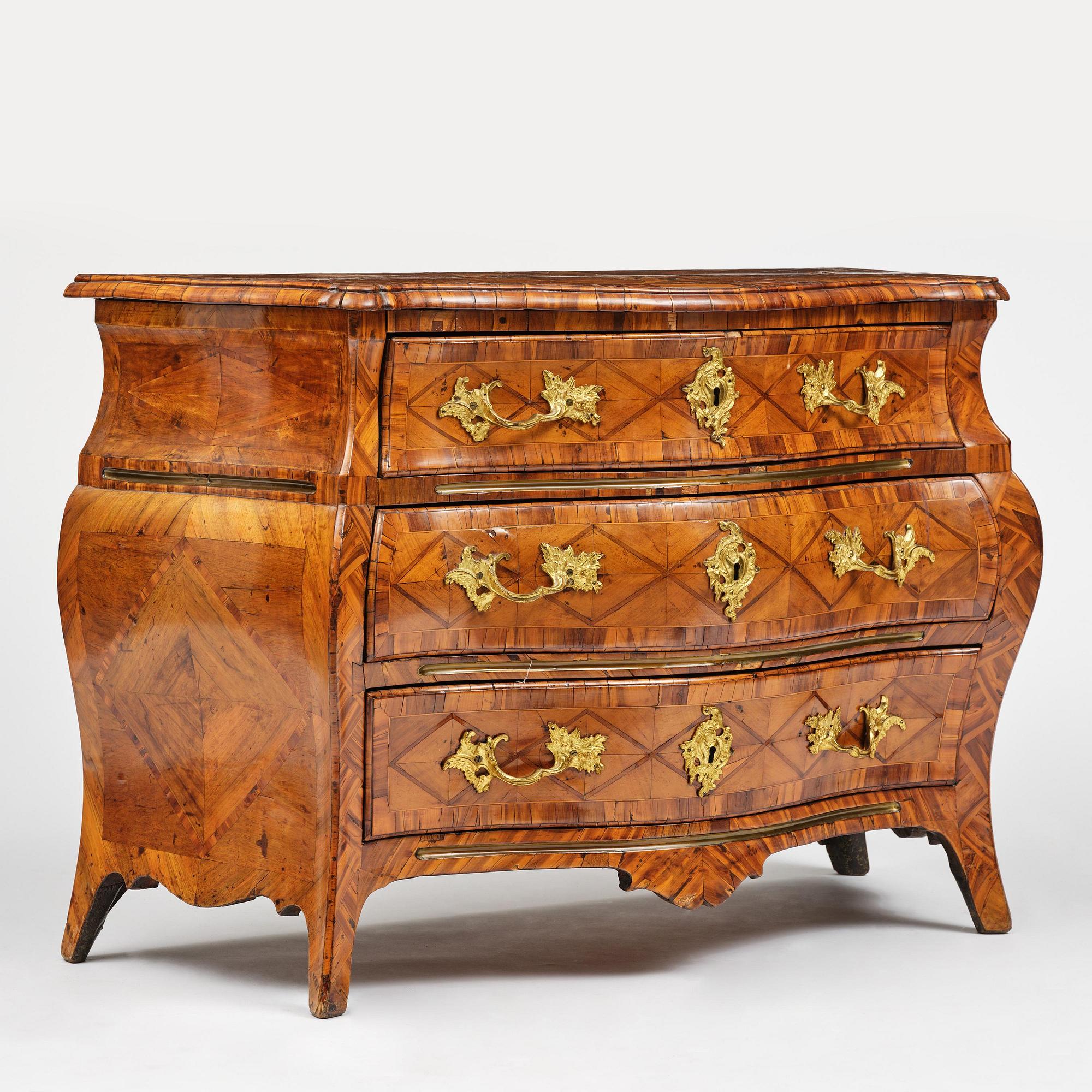 A Swedish parquetry rococo commode, Stockholm, later part 18th century.