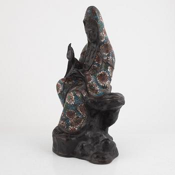 A Chinese cloisonne figurine of a Guanyin, 20th Century.