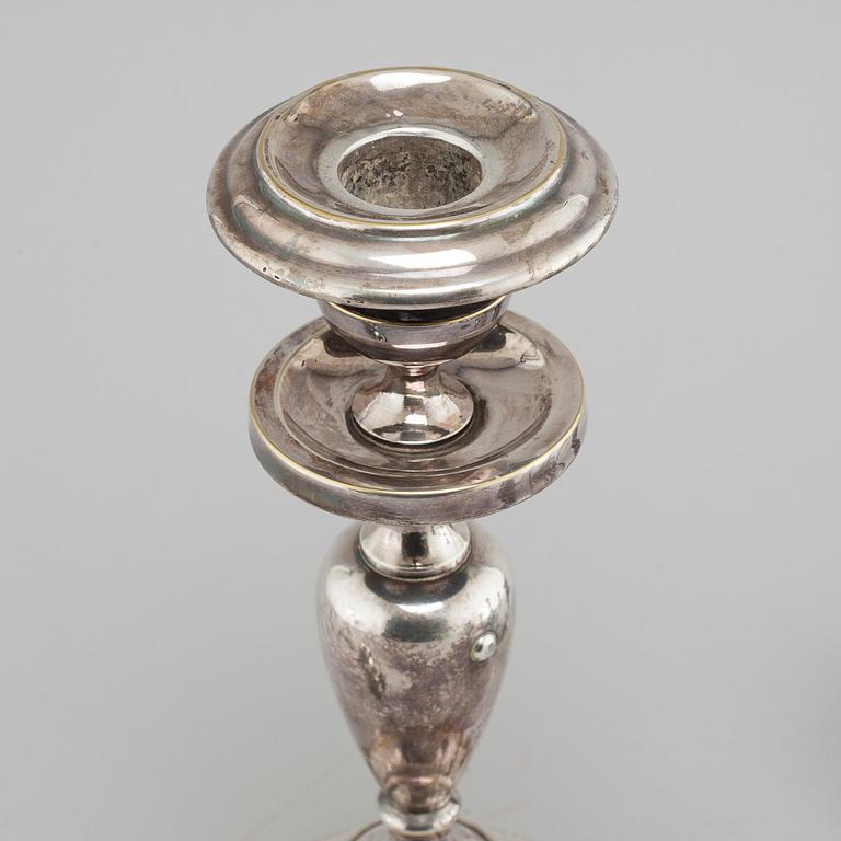 A late 19th century silver plated candelabra.