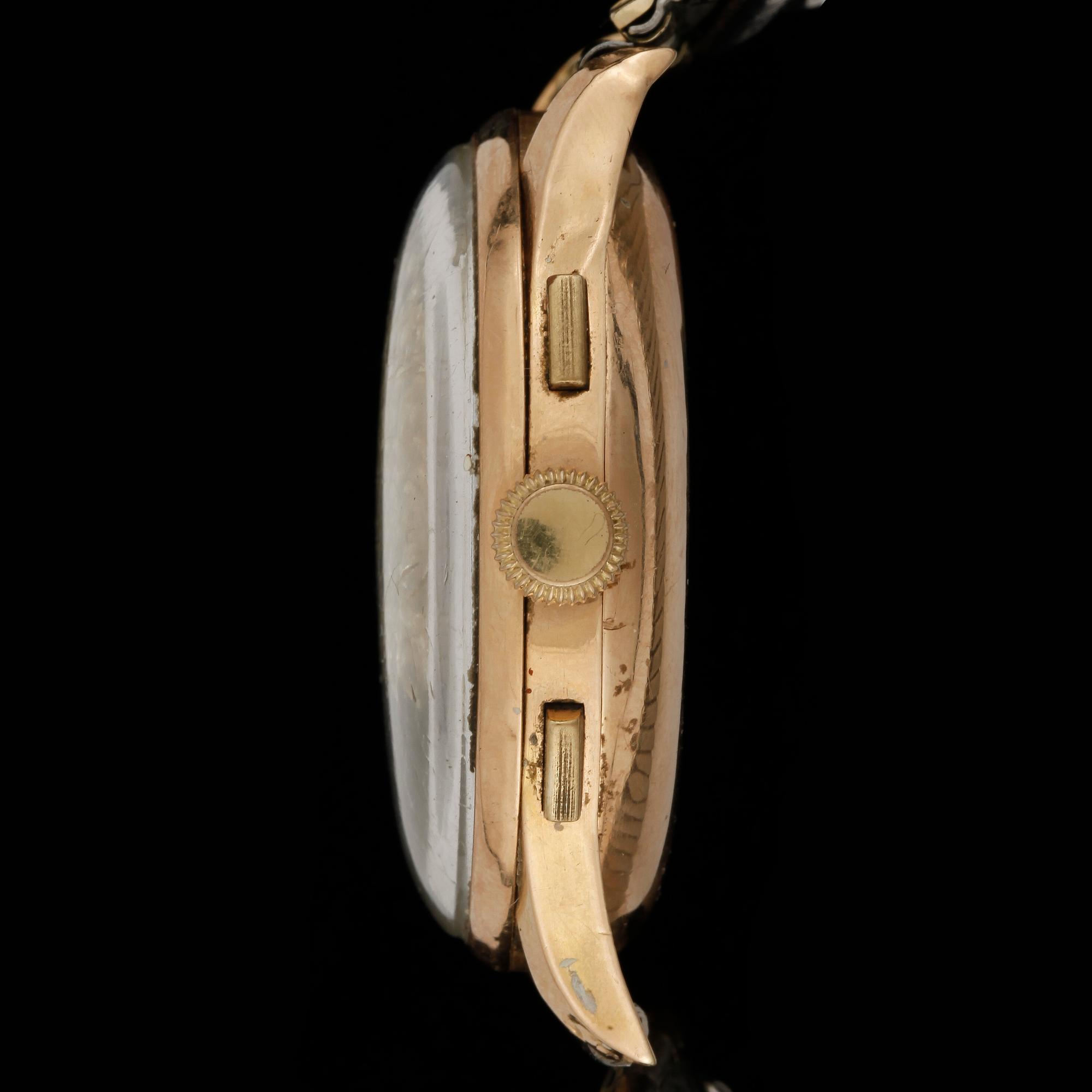 ARMBANDSUR, herr, Dom Watch, Chronograph Sussie, kronograf, manuell, 18k roséguld, 1940/50-tal.