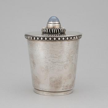 A lidded sterling silver jar by Chr Nygård & Son Linköping 1956. Total weight ca 470 gram.