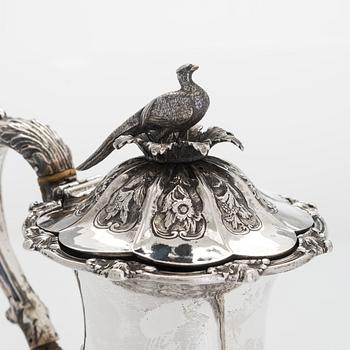 A mid 19th-Century silver coffee pot,  maker's mark of John Angell II & George Angell, London 1843.