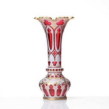 A ruby red glass vase, Russia or Bohemia, 19th century.