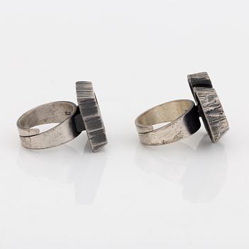 Kultasepät Sten & Laine, bracelet and two rings, silver.
