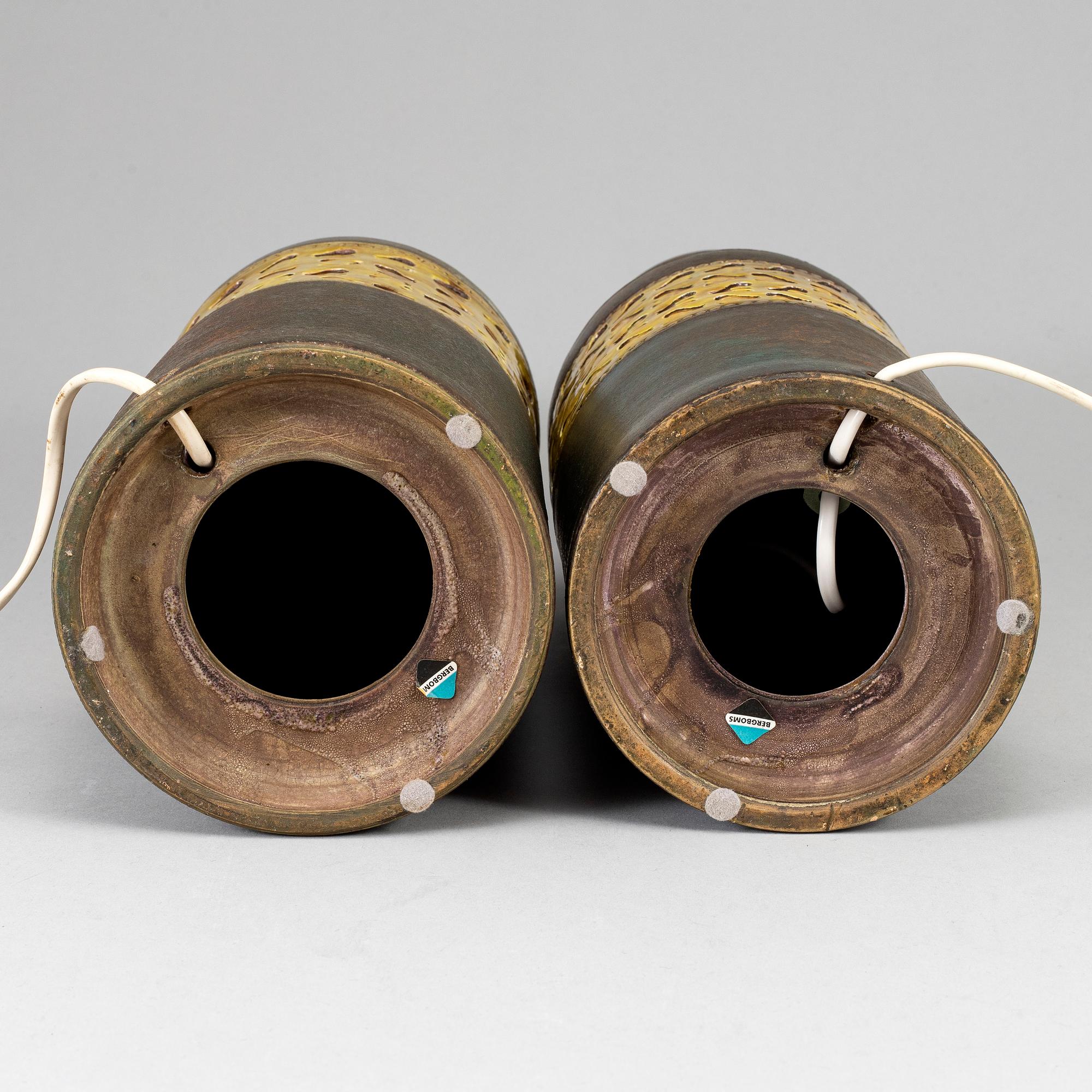 A pair of Bitosse clay table lamps, Bergboms, 1960/70s.
