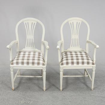 Six second half of the 20th Century Gustavian style armchairs.