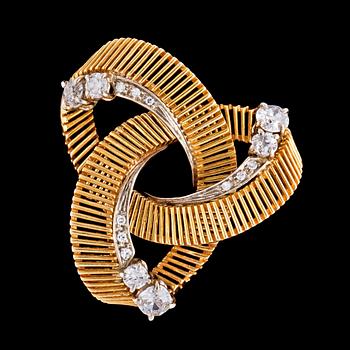 1125. A brilliant cut diamond brooch, tot. app. 1.50 cts. 1950's.